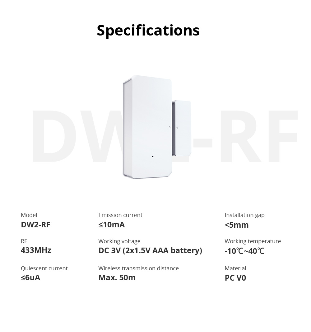 SONOFF DW2-RF – 433MHz RF Wireless Door/Window Sensor 17