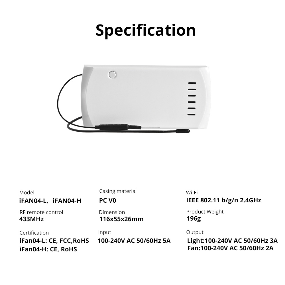 SONOFF iFan04: Wi-Fi Ceiling Fan And Light Controller 19