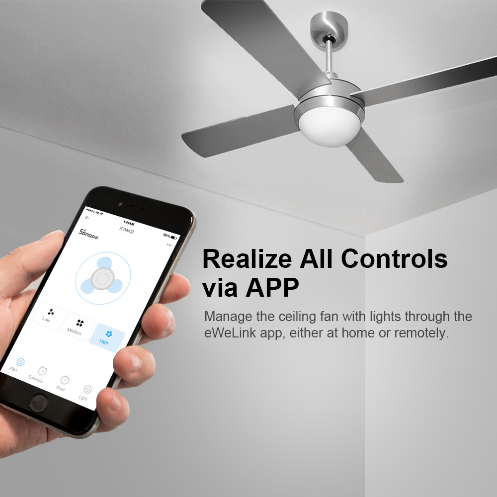 SONOFF iFan04: Wi-Fi Ceiling Fan And Light Controller 13