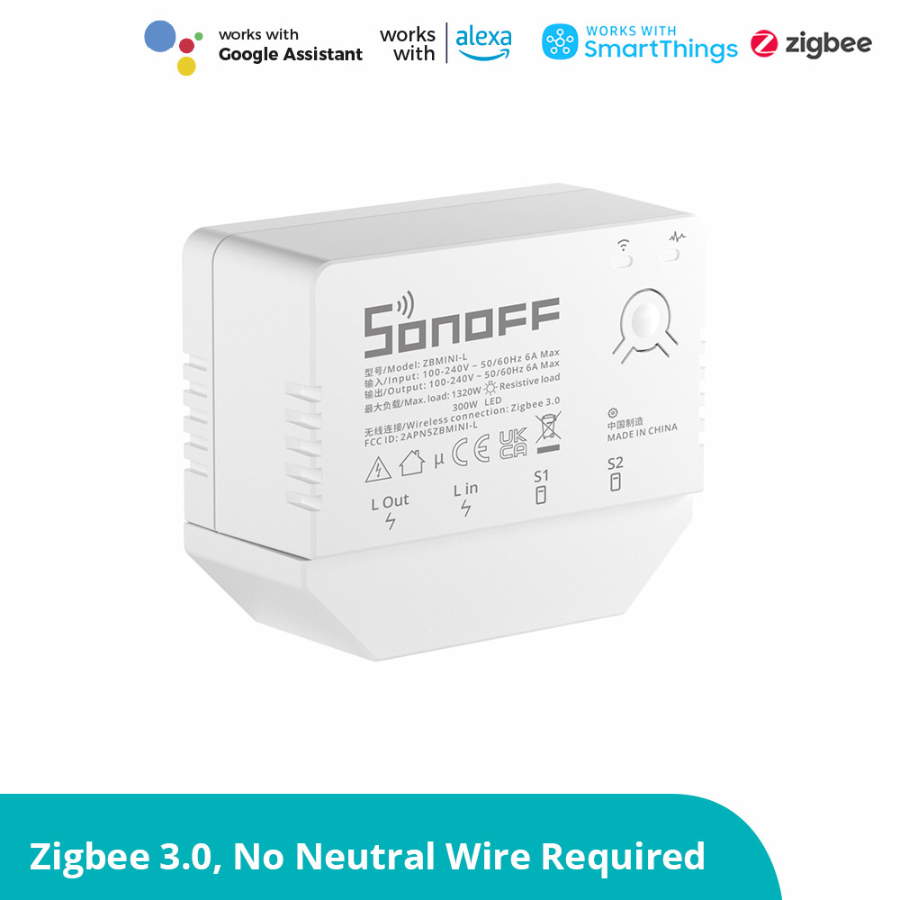 

SONOFF ZBMINI-L Zigbee 3.0 Smart Switch - No Neutral Wire Required