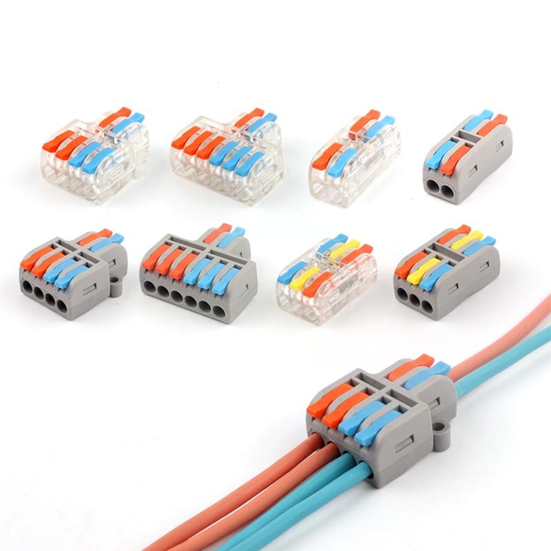 

10PCS Mini Universal Compact Conductor Push-in Terminal Block Quick Spring Splicing Wire Cable Connectors For Home 2/3 Pin SPL