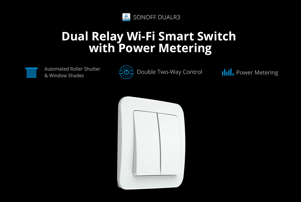 Smart Light Switch, SONOFF DUAL R3 Lite 2-Gang Two-Way Smart Wi-Fi Switch  Timing