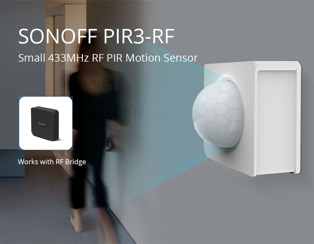 SONOFF PIR3-RF – 433MHZ RF PIR motion sensor 120